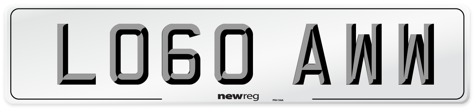 LO60 AWW Number Plate from New Reg